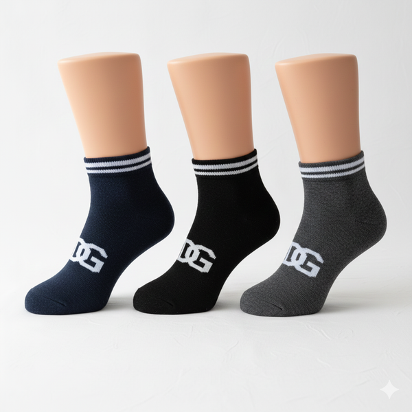 White Stripe Ankle Socks Pack of 3